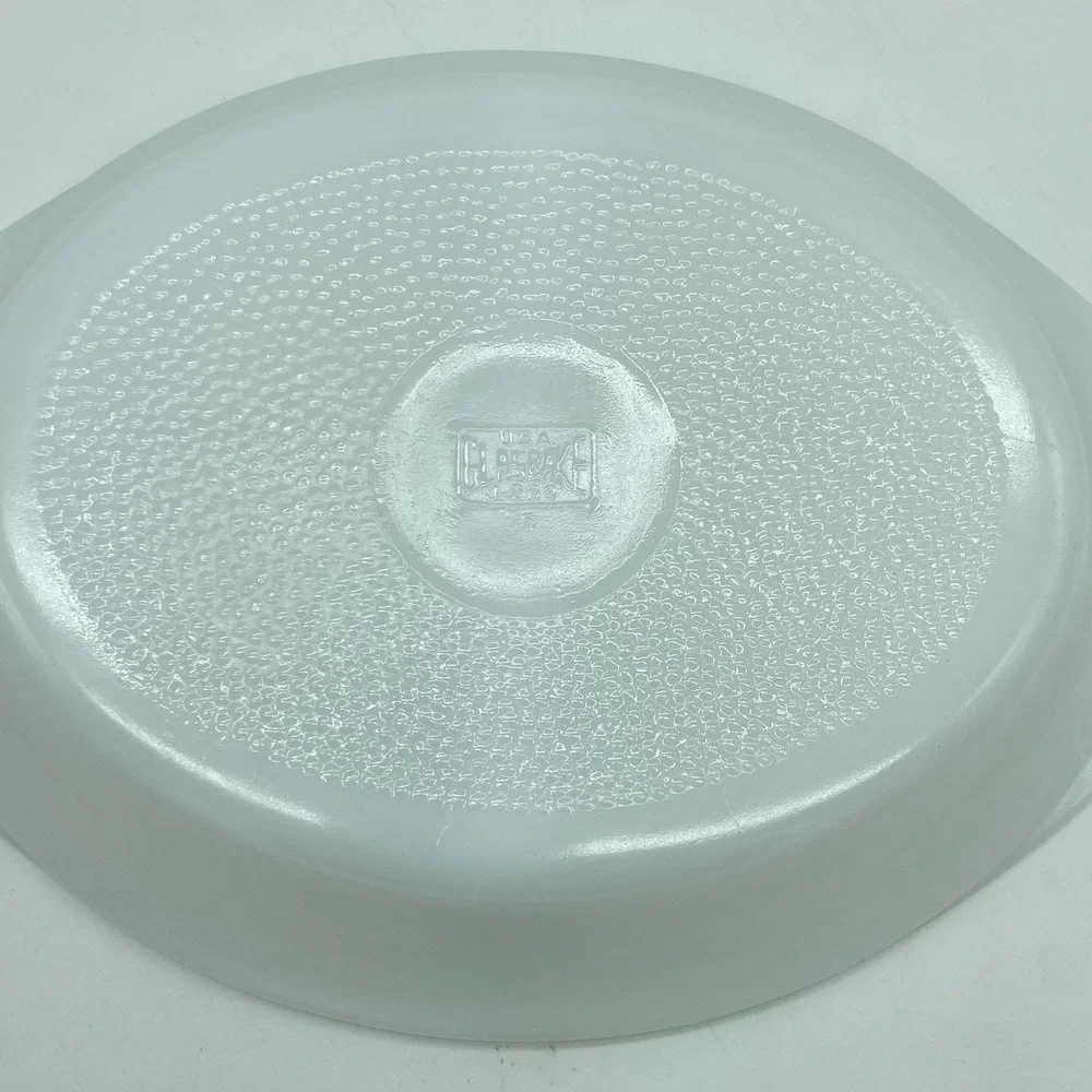 Glasbake Divided Milk Glass Oval Relish Dish Vintage MCM Rustic Farmhouse Retro